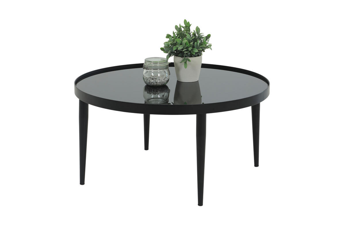 COUCHTISCH ESG 80/80/40 cm rund Schwarz  - Schwarz, Design, Glas/Metall (80/80/40cm) - Livetastic