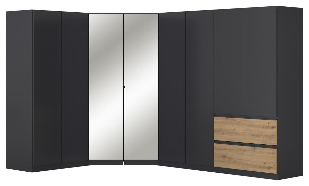 ECKKLEIDERSCHRANK 208/197/298 cm Grau, Eiche Artisan  - Chromfarben/Eiche Artisan, MODERN, Holzwerkstoff (208/197/298cm) - Rauch Möbel