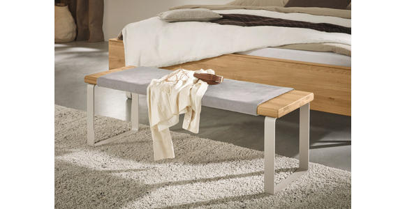 BETTBANK Flachgewebe Wildeiche Hellgrau, Perlmutt, Wildeiche  - Wildeiche/Perlmutt, Design, Holz/Textil (120/41/40cm) - Valnatura