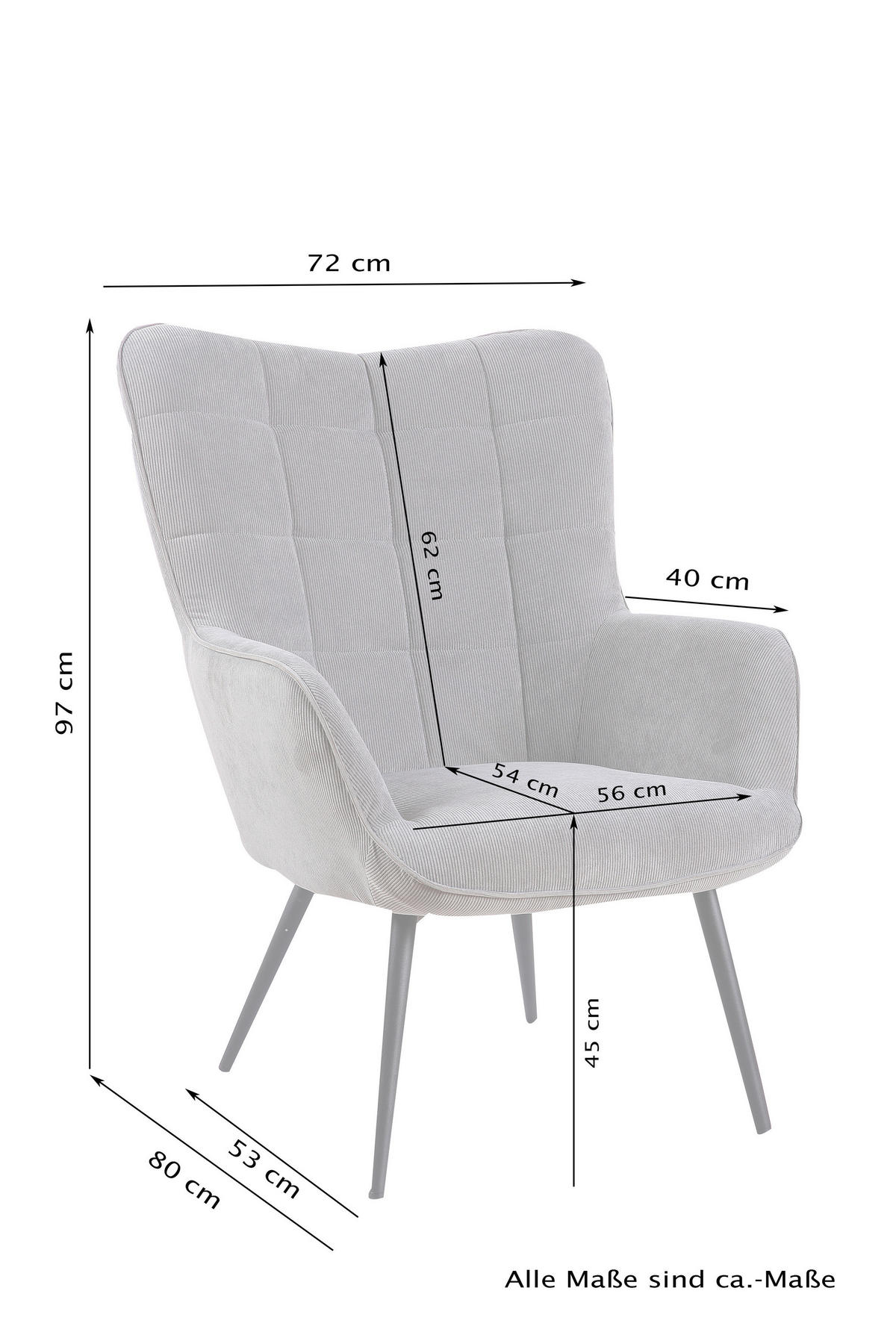 SESSEL in Bouclé Weiß  - Schwarz/Weiß, Basics, Textil/Metall (72/97/80cm) - MID.YOU