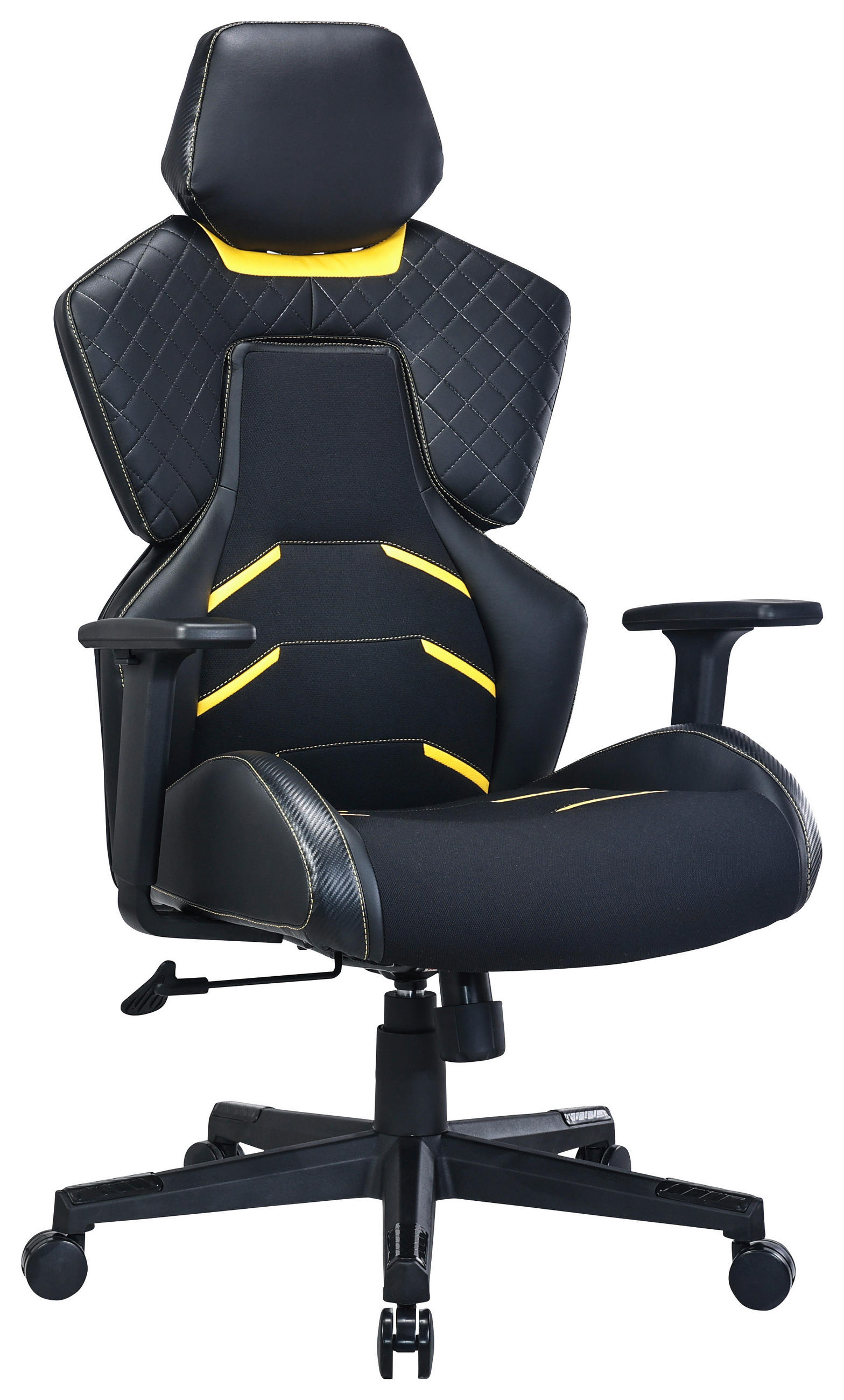 GAMING STOLICA  žuta, crna  metal, plastika, tekstil  - žuta/crna, Design, metal/tekstil (68/119,5-129/64cm) - Novel
