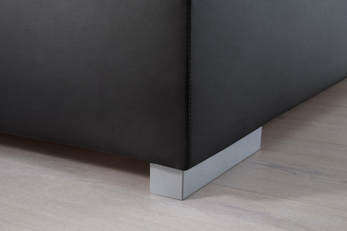 BOXBETT 180/200 cm  in Schwarz  - Edelstahlfarben/Schwarz, MODERN, Kunststoff/Textil (180/200cm) - Livetastic