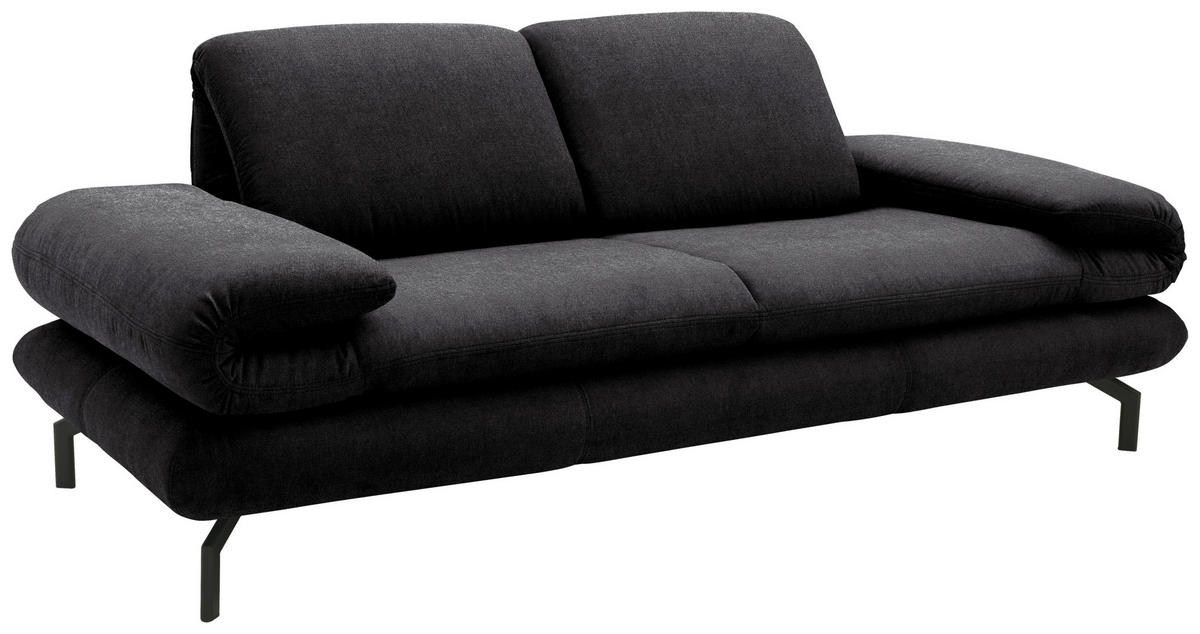 2,5-SITZER mit Funktionen Webstoff Anthrazit  - Anthrazit/Schwarz, Design, Textil/Metall (224 (284)/83 (110)/98cm) - LOOKS by W.Joop