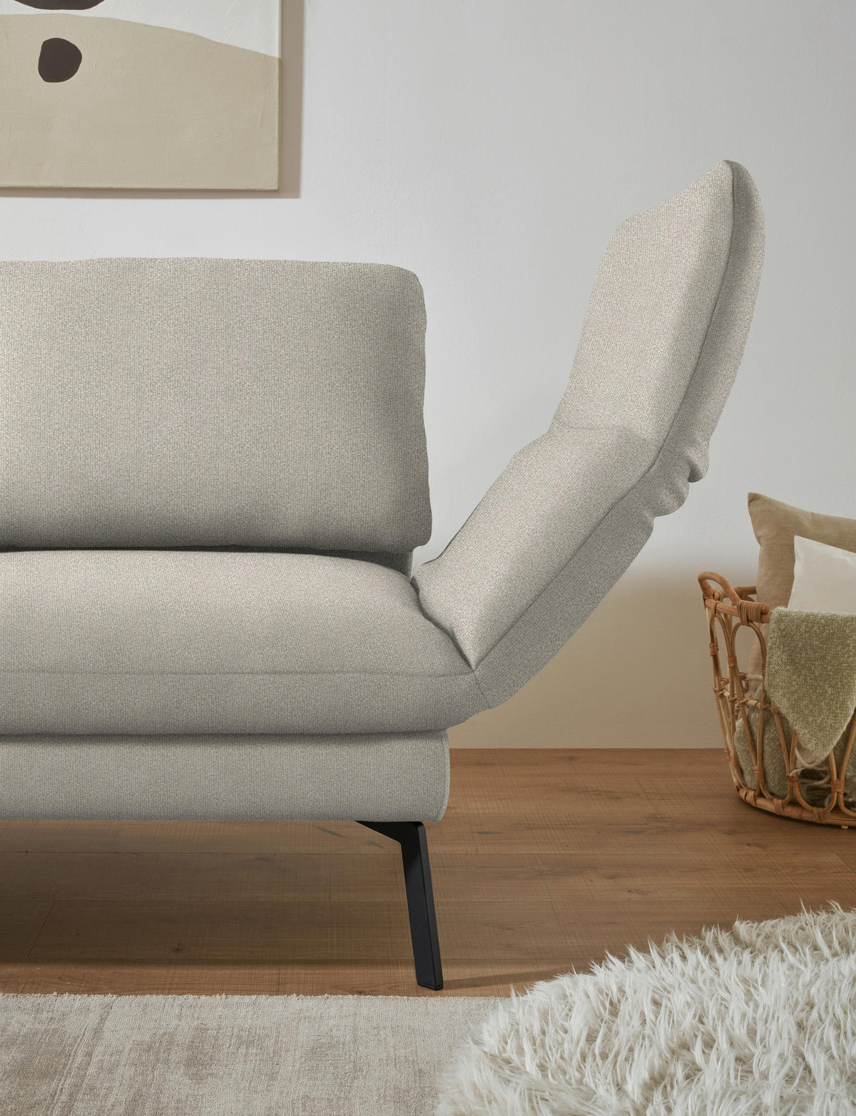 ECKSOFA  in Flachgewebe Naturfarben  175-224/255-365 cm  - Schwarz/Naturfarben, Design, Textil/Metall (175-224/255-365cm) - Dieter Knoll