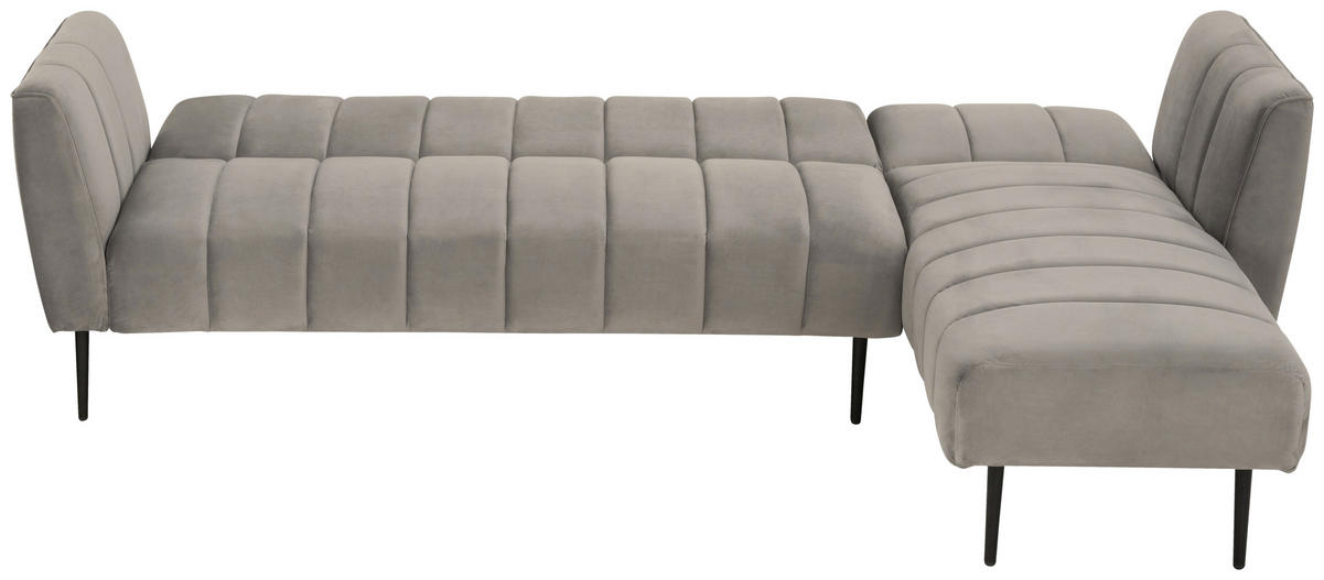 ECKSOFA Grau Samt  - Schwarz/Grau, MODERN, Textil/Metall (253/87/169cm) - P & B
