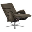 RELAXSESSEL in Leder Graubraun  - Edelstahlfarben/Graubraun, Design, Leder/Metall (70/124/85cm) - Cantus