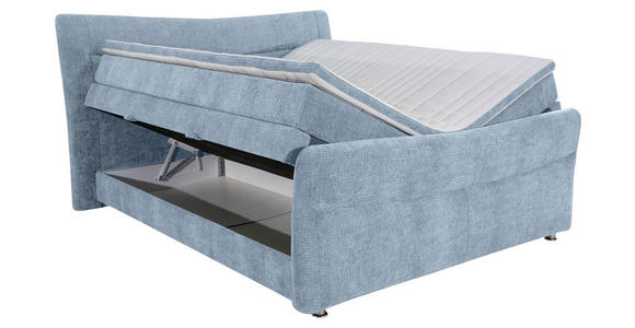 BOXSPRINGBETT 180/200 cm in Hellblau - Chromfarben/Hellblau, KONVENTIONELL, Textil/Metall (180/200cm) - Esposa