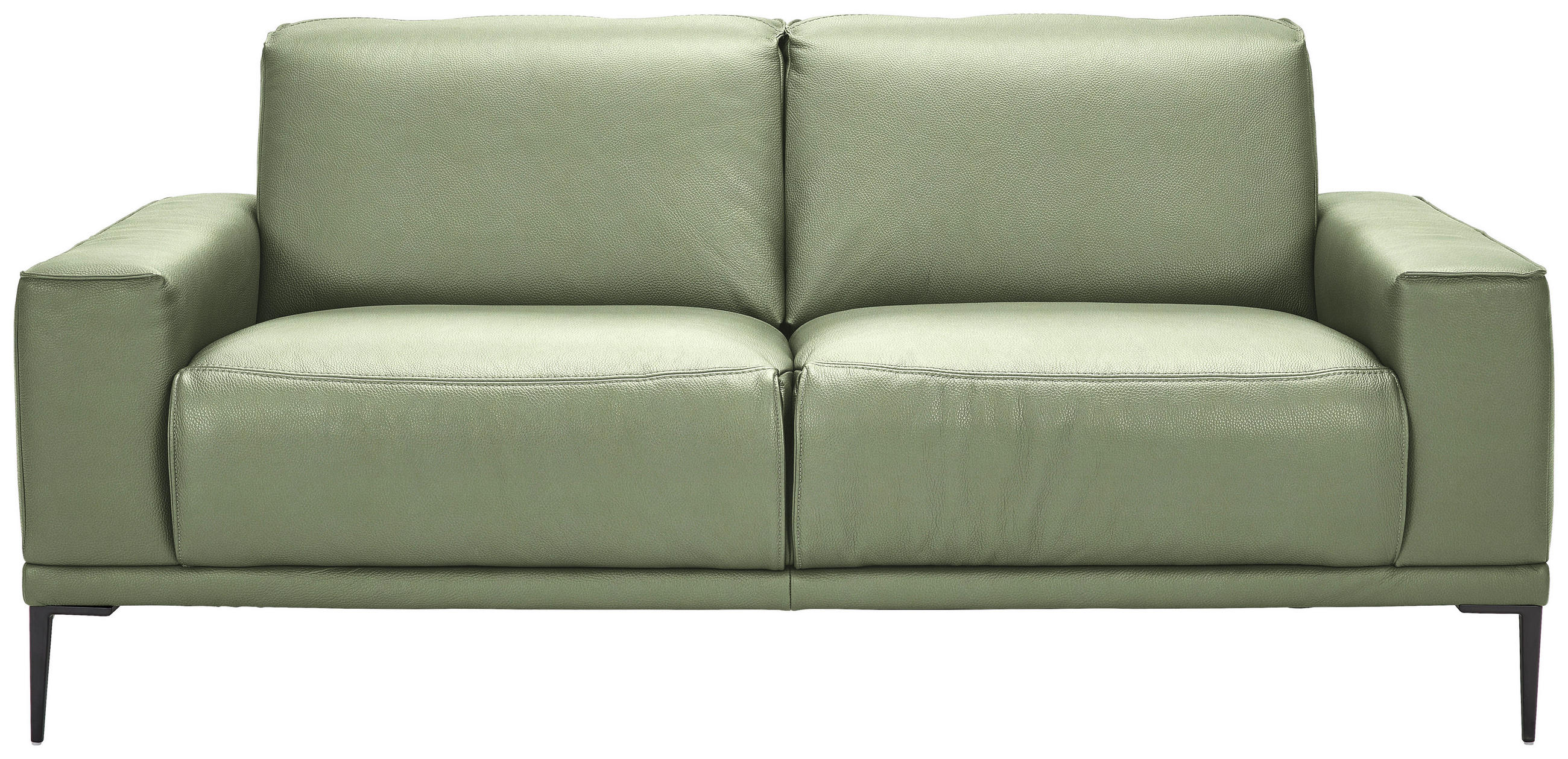 2-SITZER-SOFA in Echtleder Grün  - Schwarz/Grün, Design, Leder/Metall (180/82/92cm) - Johann Jakob