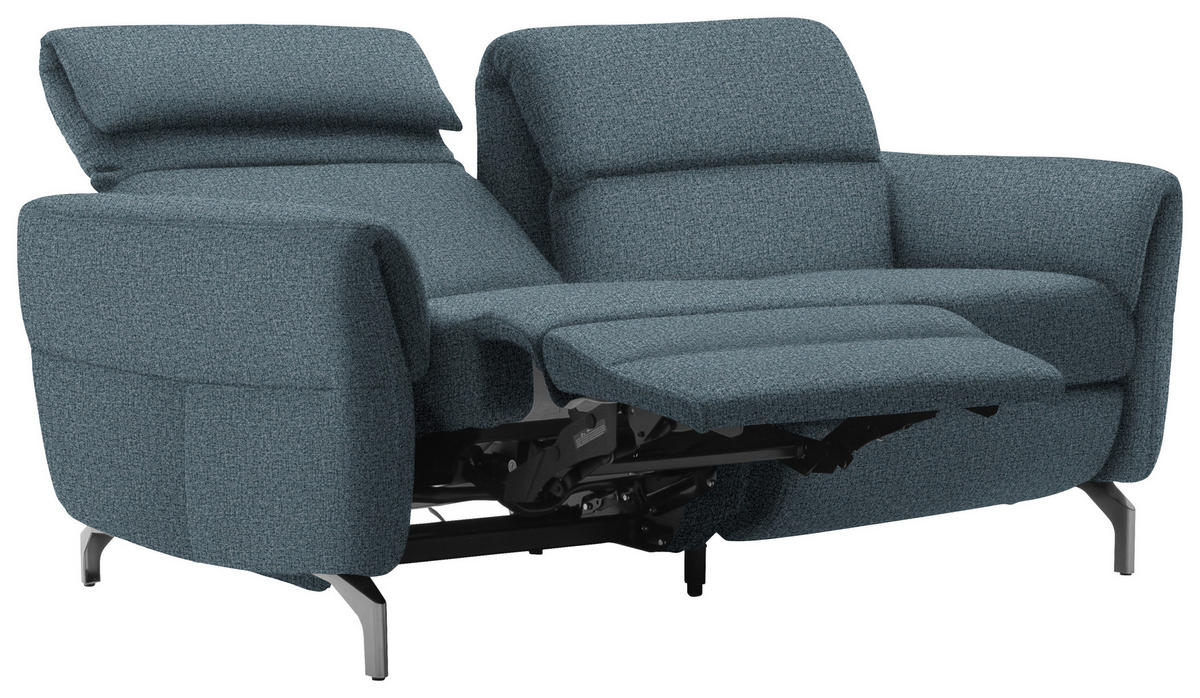2-SITZER-SOFA in Flachgewebe Blau  - Blau/Nickelfarben, Design, Textil/Metall (186/87/100cm) - Schöner Wohnen