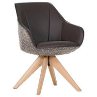 STOLIČKA S PODRÚČKAMI, ženilka, vzhľad kože, hnedá, tmavohnedá - hnedá/farba duba, Konventionell, drevo/textil (60/83/65cm) - Landscape