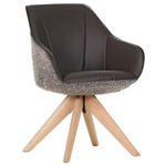 ARMLEHNSTUHL  Sitzfläche 360° drehbar, Gestellauswahl, automatische Rückholfunktion Chenille, Lederlook  - Eichefarben/Dunkelbraun, KONVENTIONELL, Holz/Textil (60/83/65cm) - Landscape