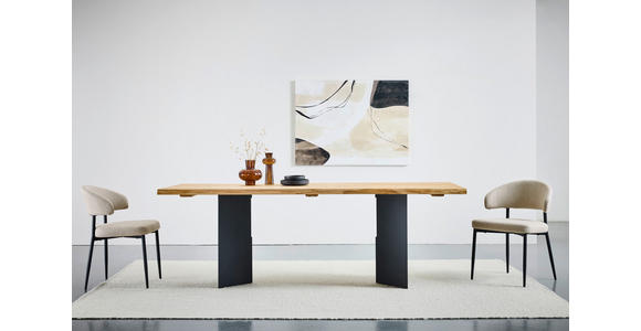 ESSTISCH in Holz 220/100/75 cm  - Eichefarben/Schwarz, ROMANTIK / LANDHAUS, Holz/Metall (220/100/75cm) - Linea Natura