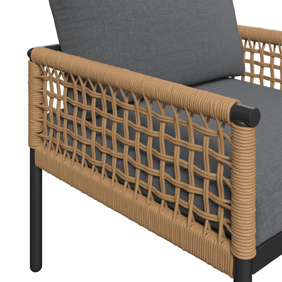 LOUNGEGARNITUR Eisen  - Anthrazit/Naturfarben, MODERN, Kunststoff/Textil (167/67/76cm) - Ambia Garden