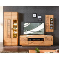 WOHNWAND Bern  in Graphitfarben, Buchefarben  299/201/47 cm  - Buchefarben/Graphitfarben, KONVENTIONELL, Glas/Holzwerkstoff (299/201/47cm) - Xora