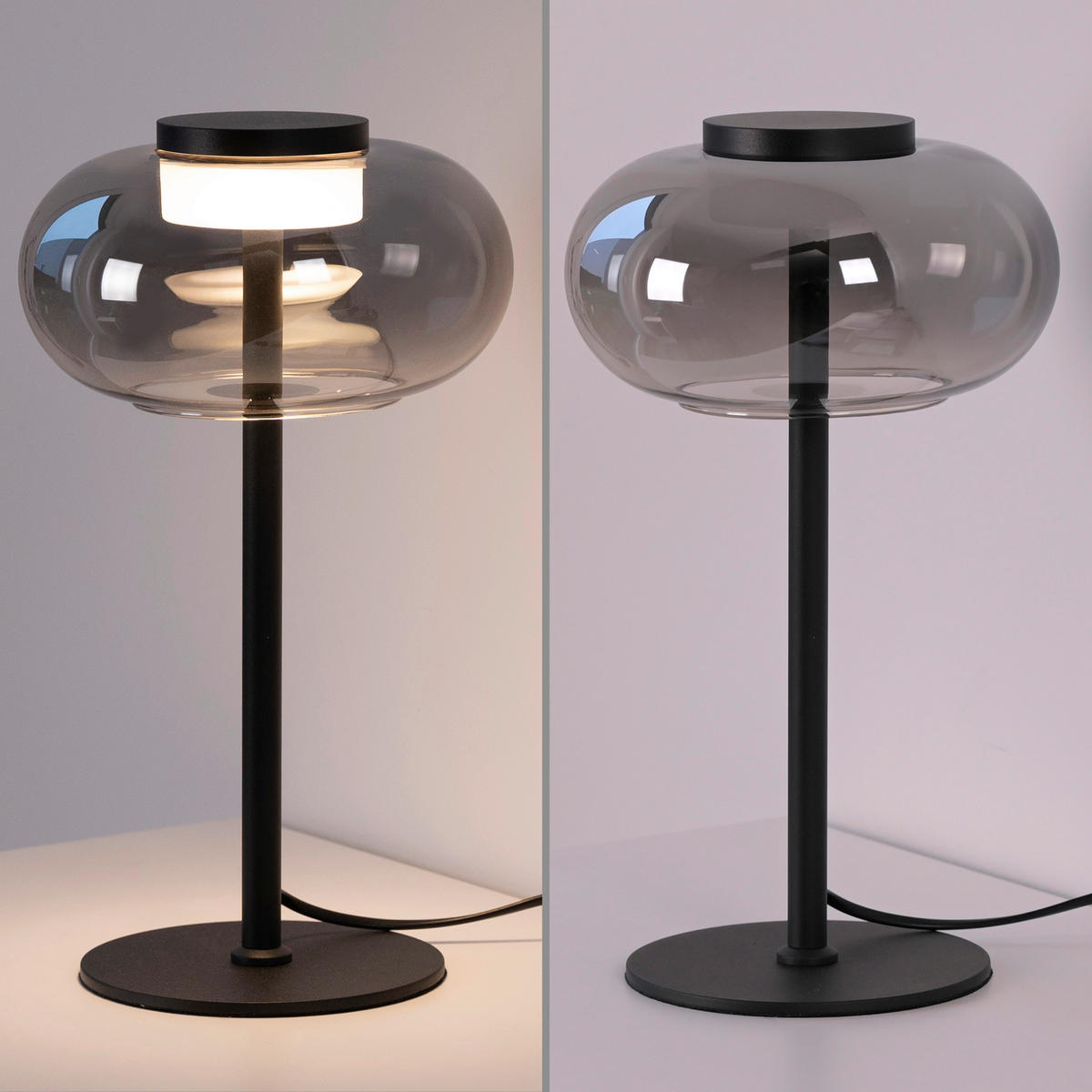 LED-TISCHLEUCHTE 20/20/33 cm   - Schwarz, Design, Glas/Kunststoff (20/20/33cm) - Schöner Wohnen