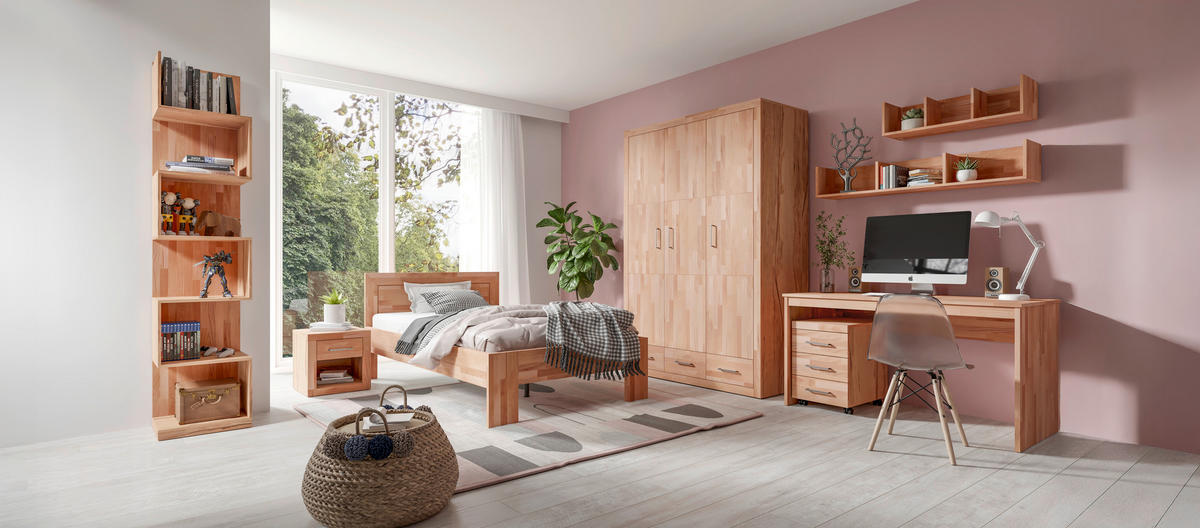 BETT YES Eiche massiv 120/200 cm Eichefarben  - Eichefarben, Natur, Holz (120/200cm) - Linea Natura