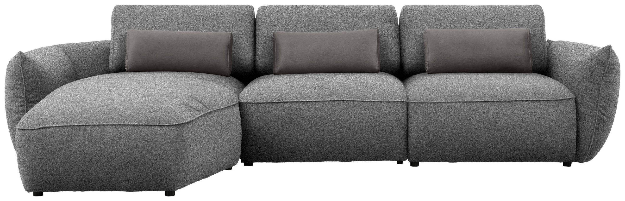 ECKSOFA  in Chenille Dunkelgrau  190/340 cm  - Dunkelgrau/Schwarz, Design, Kunststoff/Textil (190/340cm) - Belluti