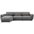 ECKSOFA  in Chenille Dunkelgrau  190/340 cm  - Dunkelgrau/Schwarz, Design, Kunststoff/Textil (190/340cm) - Belluti