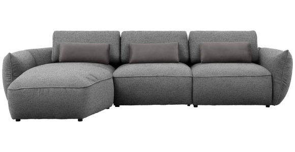 ECKSOFA  in Chenille Dunkelgrau  190/340 cm  - Dunkelgrau/Schwarz, Design, Kunststoff/Textil (190/340cm) - Belluti