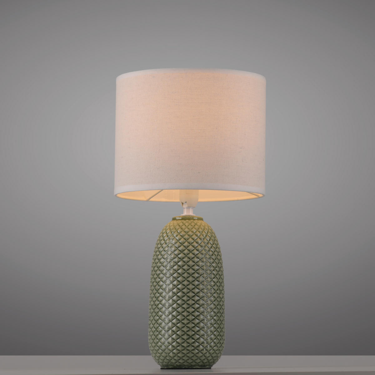 TISCHLEUCHTE PINE 20/20/38 cm  - Weiß/Grün, Design, Glas/Kunststoff (20/20/38cm)