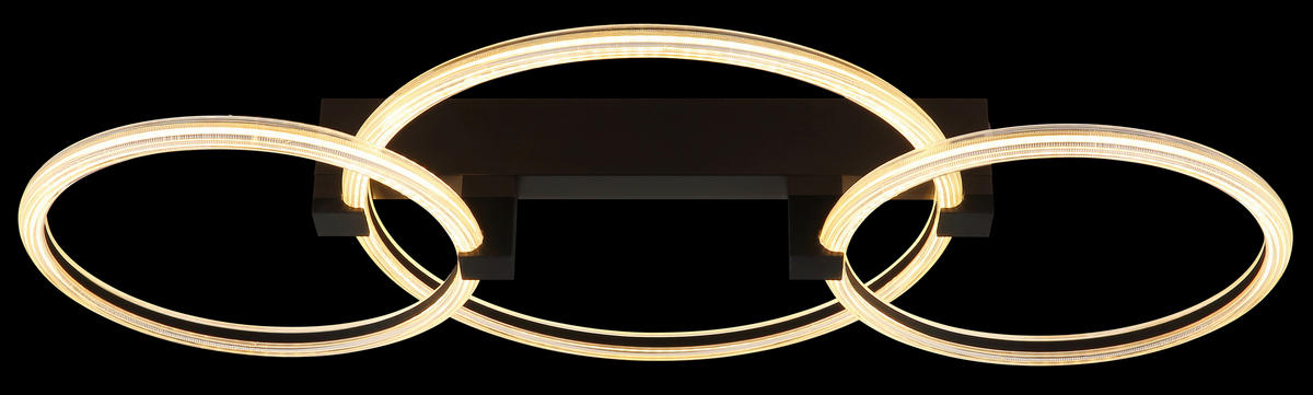 LED-DECKENLEUCHTE Fletcher 76,1/38/11,5 cm  - Transparent/Schwarz, Design, Kunststoff/Metall (76,1/38/11,5cm) - Globo