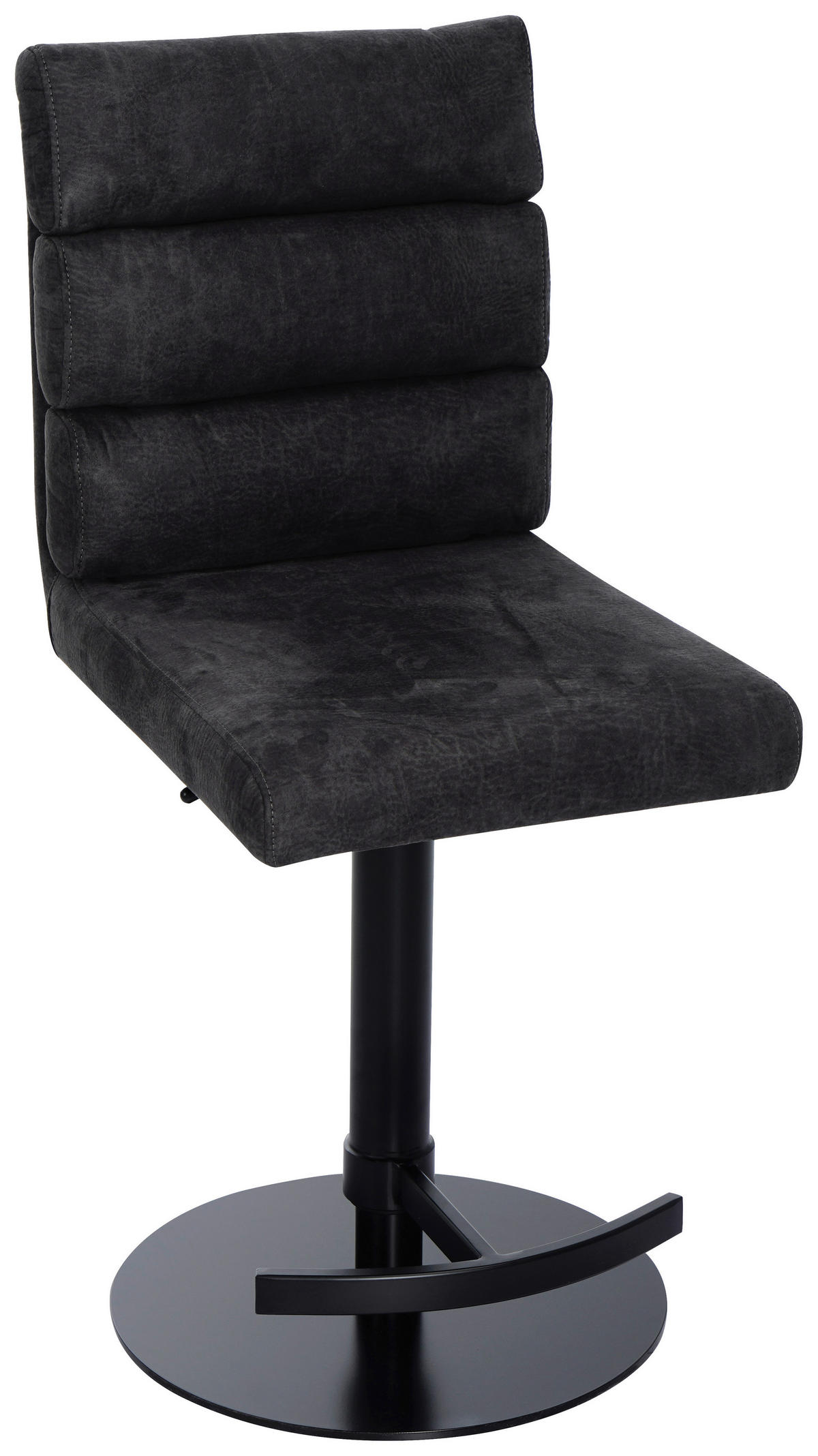 BARHOCKER Webstoff Anthrazit Eisen Stoffauswahl, Sitzfläche 360° drehbar  - Anthrazit/Schwarz, Design, Textil/Metall (42/90-117/58,5cm) - Novel