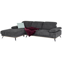 ECKSOFA ROYCE Graphitfarben Struktur  - Schwarz/Graphitfarben, MODERN, Textil/Metall (194/283cm) - MID.YOU