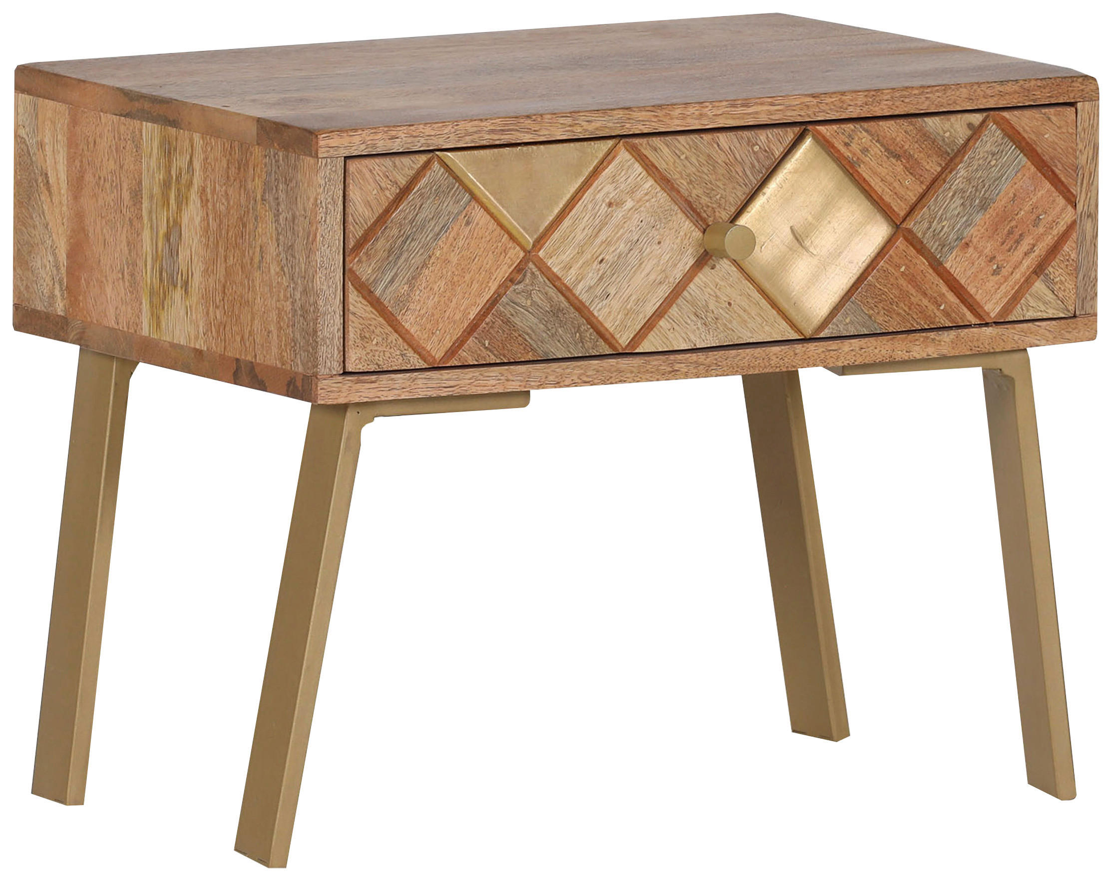 NACHTSCHRANK 50/40/35 cm Mangoholz massiv  - Goldfarben/Naturfarben, Design, Holz/Metall (50/40/35cm) - Landscape