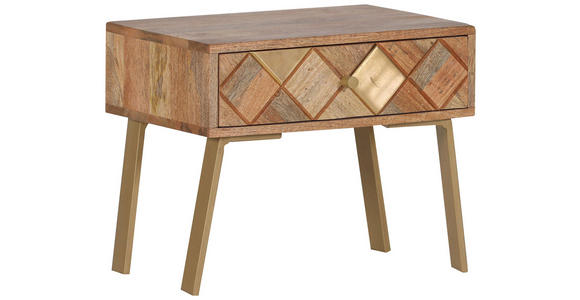 NACHTSCHRANK 50/40/35 cm Mangoholz massiv - Goldfarben/Naturfarben, Design, Holz/Metall (50/40/35cm) - Landscape