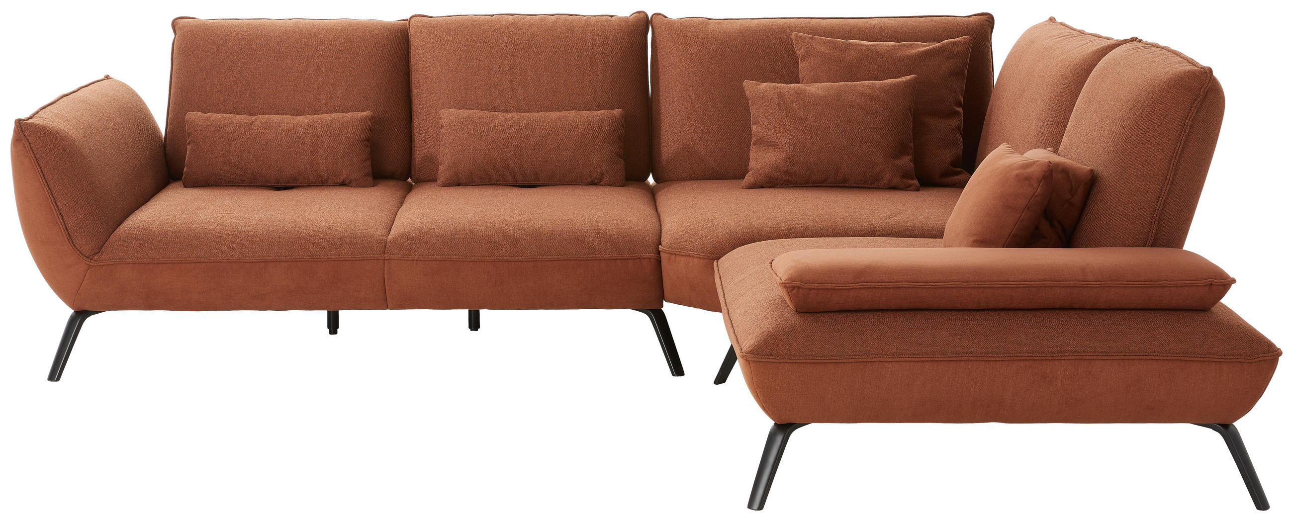 ECKSOFA Kupferfarben Flachgewebe  - Schwarz/Kupferfarben, Design, Textil/Metall (310/250cm) - Moderano