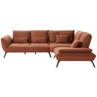 ECKSOFA Kupferfarben Flachgewebe  - Schwarz/Kupferfarben, Design, Textil/Metall (310/250cm) - Moderano