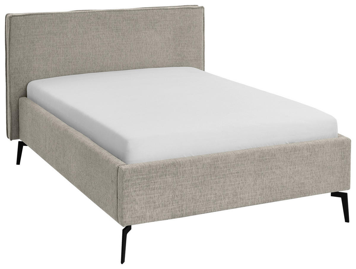 POLSTERBETT 140/200 cm  in Greige  - Greige/Birkefarben, Design, Holz/Textil (140/200cm) - home24