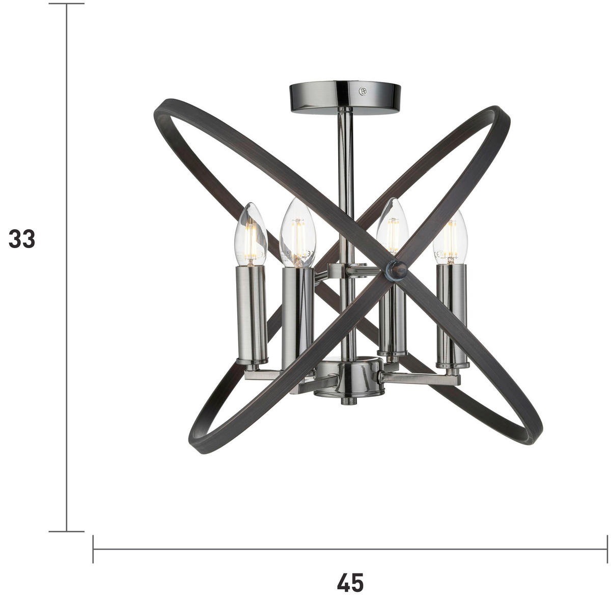 DECKENLEUCHTE Hoopla 45/33/45 cm   - Design, Metall (45/33/45cm) - Searchlight