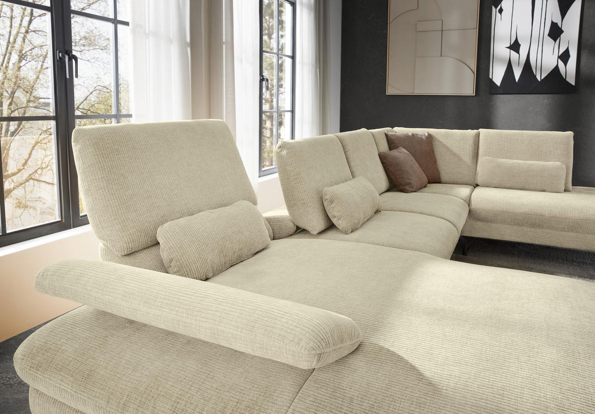 WOHNLANDSCHAFT in Webstoff Creme  - Creme/Schwarz, Design, Textil/Metall (157/354/208cm) - Dieter Knoll