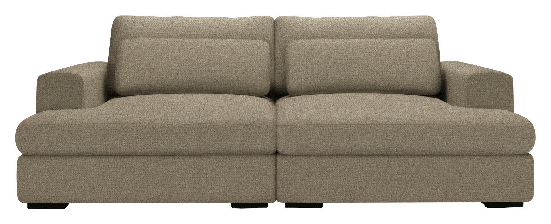 BIGSOFA in Chenille Taupe  - Taupe/Schwarz, Design, Textil (223/80/158cm) - Lomoco