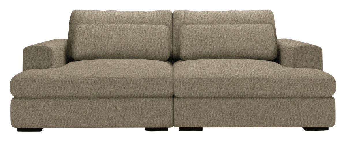 BIGSOFA in Chenille Taupe  - Taupe/Schwarz, Design, Textil (223/80/158cm) - Lomoco