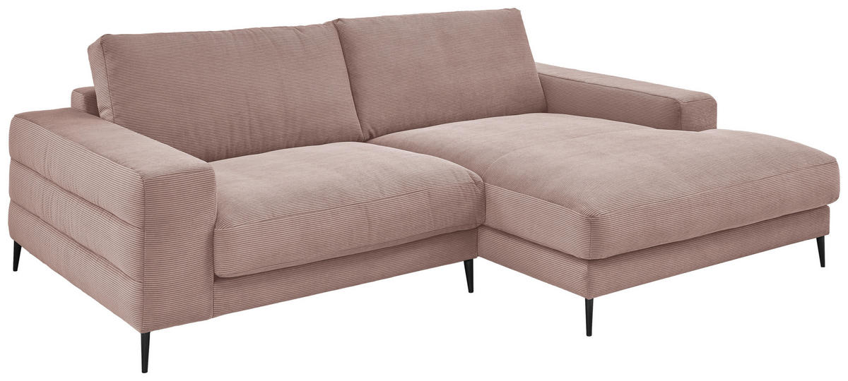 ECKSOFA Altrosa Feincord  - Schwarz/Altrosa, Design, Textil/Metall (253/177cm) - Dieter Knoll