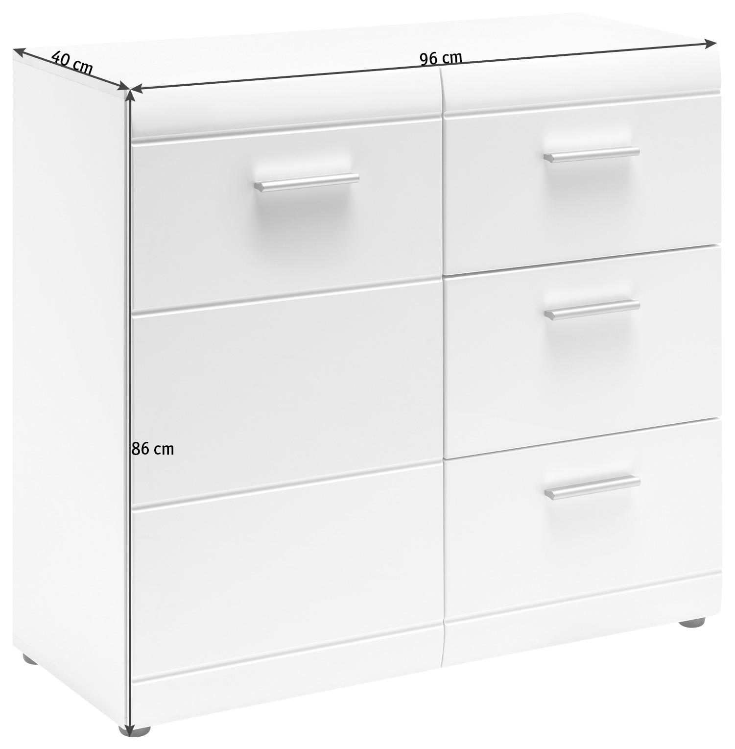 SIDEBOARD Weiß - Silberfarben/Weiß, Design, Holzwerkstoff/Kunststoff (96/86/40cm) - Carryhome