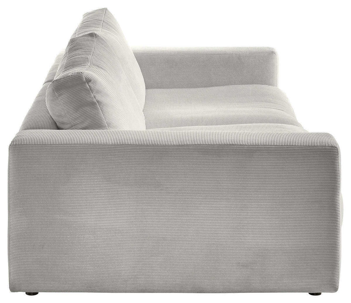 3-SITZER-SOFA in Cord Graubraun  - Graubraun/Schwarz, Design, Kunststoff/Textil (290/86/127cm) - Lomoco