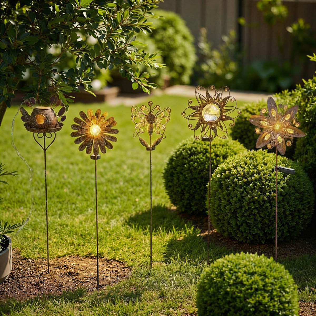 SOLARLEUCHTE Rusty Sun 31,5/7,5/91 cm  - Rostfarben, Trend, Glas/Kunststoff (31,5/7,5/91cm) - Ambia Garden