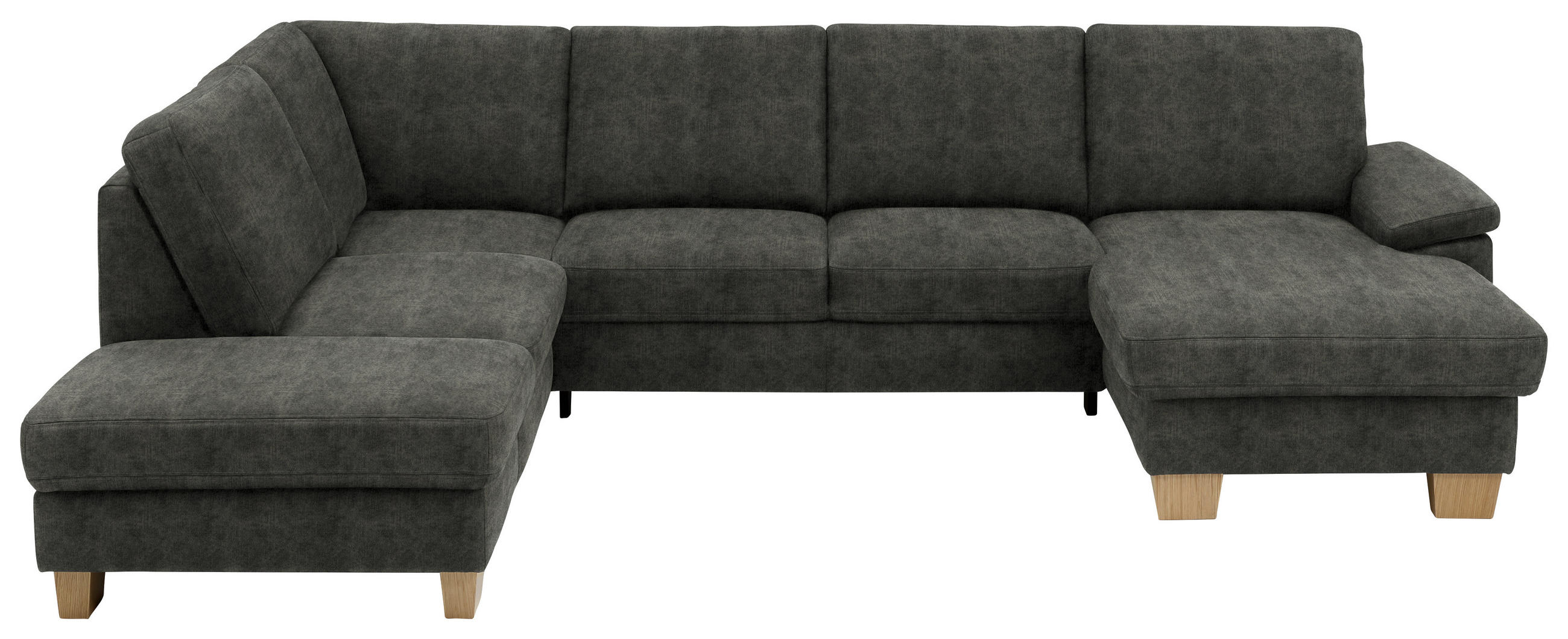 WOHNLANDSCHAFT in Velours Dunkelgrau  - Eichefarben/Dunkelgrau, KONVENTIONELL, Holz/Textil (235/316/167cm) - Beldomo System