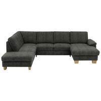 WOHNLANDSCHAFT in Velours Dunkelgrau  - Eichefarben/Dunkelgrau, Konventionell, Holz/Textil (235/316/167cm) - Beldomo System
