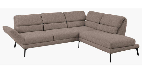 ECKSOFA in Flachgewebe Taupe  - Taupe/Schwarz, Design, Textil/Metall (253/207cm) - Dieter Knoll