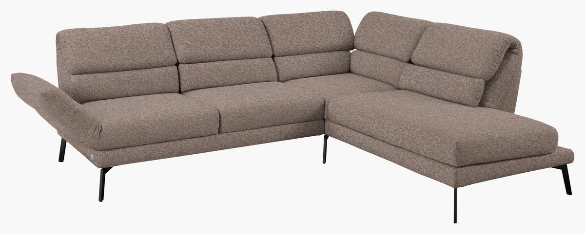 ECKSOFA in Flachgewebe Taupe  - Taupe/Schwarz, Design, Textil/Metall (256-363/212-253cm) - Dieter Knoll