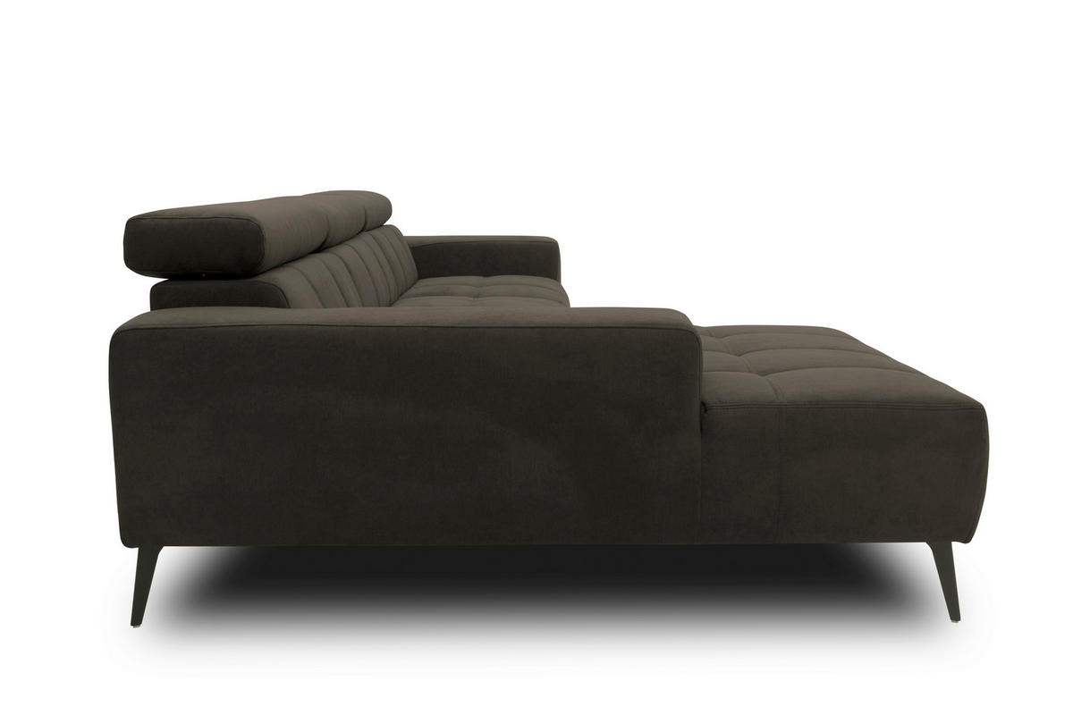 ECKSOFA TRENTO Mikrofaser  - Dunkelgrau/Schwarz, MODERN, Textil/Metall (287/175cm) - MID.YOU