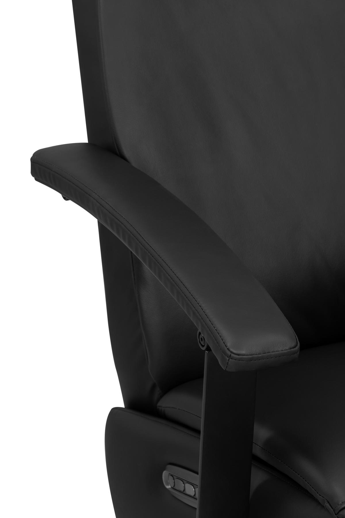 RELAXSESSEL Lederlook Kopfteilverstellung, Sitztiefenverstellung, Fußteilverstellung, Rücken echt    - Schwarz, Design, Textil/Metall (74/115/84cm) - Xora