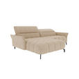 ECKSOFA Beige Flachgewebe Rücken echt, Kopfteilverstellung, Sitztiefenverstellung  - Beige/Schwarz, KONVENTIONELL, Textil/Metall (175/272cm) - Carryhome