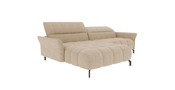 ECKSOFA Beige Flachgewebe Rücken echt, Kopfteilverstellung, Sitztiefenverstellung  - Beige/Schwarz, KONVENTIONELL, Textil/Metall (175/272cm) - Carryhome