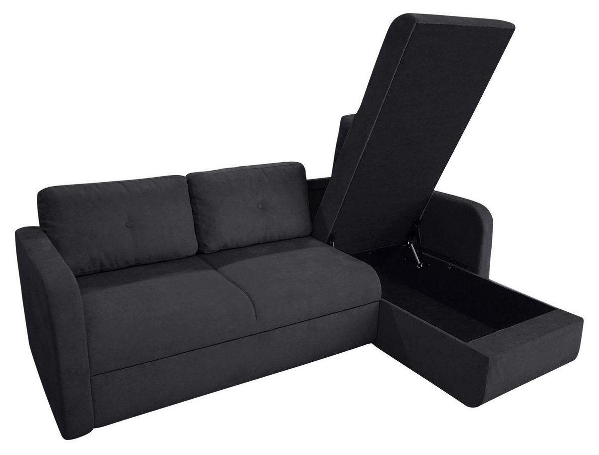 SEDEŽNA GARNITURA, žakar temno siva  - temno siva/črna, Trend, umetna masa/tekstil (214/144cm) - Livetastic