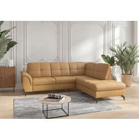 ECKSOFA in Echtleder Currygelb  244/212 cm  - Currygelb/Schwarz, MODERN, Leder/Metall (244/212cm) - Sit & More